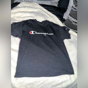 Champion Men’s short sleeve tee shirt. Grey spell out. Size XL.